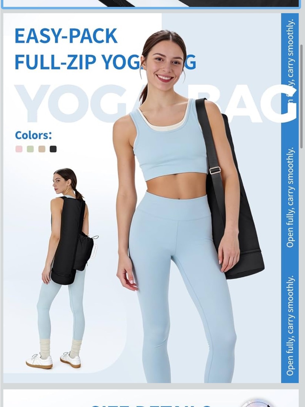 sportsnew Puffy Yoga Mat Bag Yoga Gym Bags for Women Men, Full-Zip Pilates Bag w